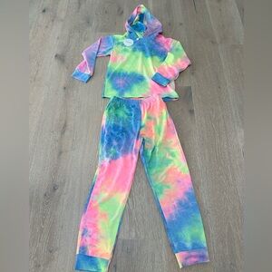 Arshiner Girl's 2 Piece Tie-dye Pullover Hooded Sweatshirt and Sweatpants